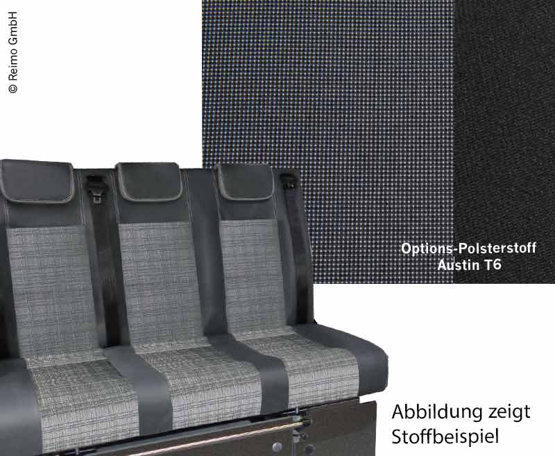 Schlafsitzbank VW T6 V3100 Gr.10 starr, 3-sitzig, Polster Austin T6 2-fbg.