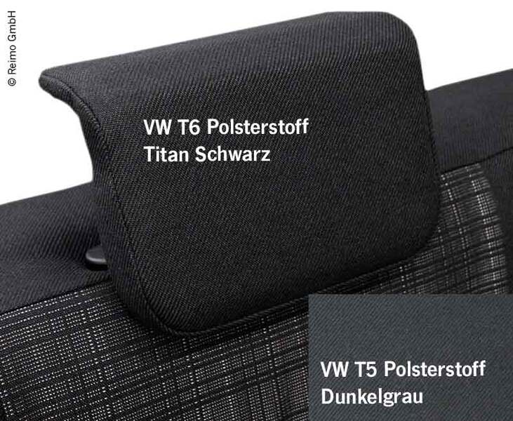 Bezug Kofpstütze für VW T6 in Titan Schwarz und VW T5 in Dunkelgrau