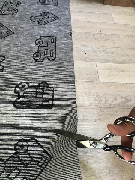 Wohnraumteppich 50x150cm grau, Muster, 45% Polyester/55% Baumwolle