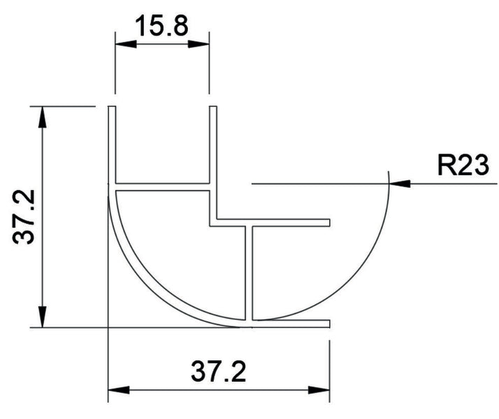 Alu-Möbeleckprofil 2,2m beidseitig offen R1silber Aluminium