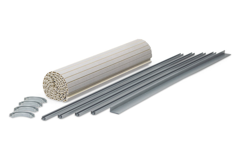 Rollladen-Kit inkl. Lamellen, Schienen, Kurven, Winkelprofil