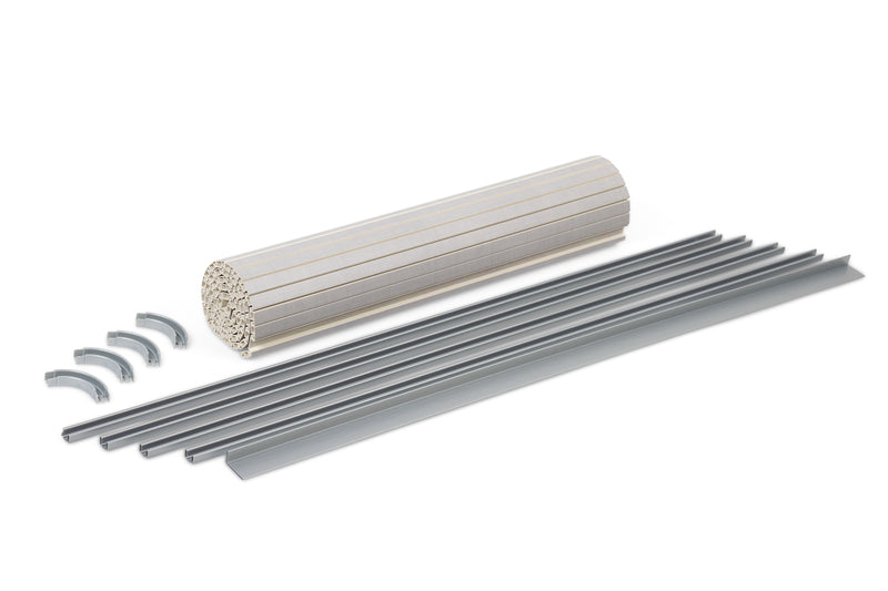Rollladen-Kit inkl. Lamellen, Schienen, Kurven, Winkelprofil