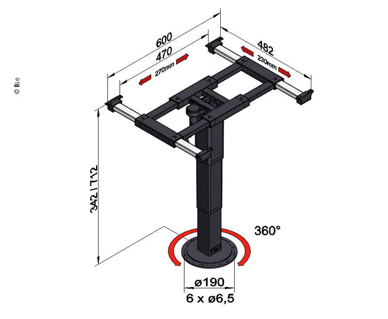 Liftgestell-Höhe 342-712 mm - Anthrazit