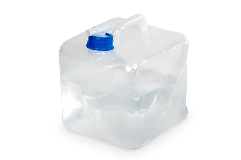Faltkanister 5L, transparent, 18x18x18+ 4cm, Deckel+Hahn blau