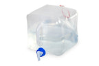 Faltkanister 10L,transparent, 22x22x22cm+5cm Griff/Hahn, Deckel blau