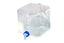 Faltkanister 10L,transparent, 22x22x22cm+5cm Griff/Hahn, Deckel blau