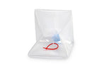 Faltkanister 10L,transparent, 22x22x22cm+5cm Griff/Hahn, Deckel blau