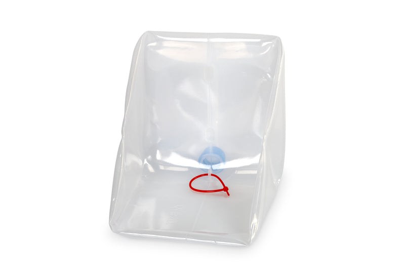 Faltkanister 20L,transparent, 28x29x29cm+5cm Griff/Hahn, Deckel blau