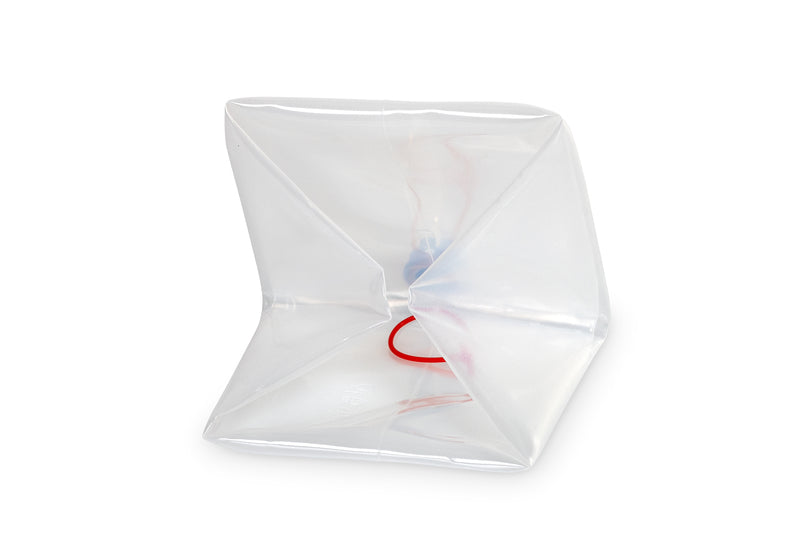 Faltkanister 20L,transparent, 28x29x29cm+5cm Griff/Hahn, Deckel blau