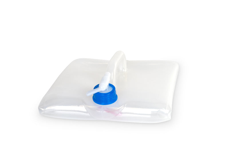 Faltkanister 20L,transparent, 28x29x29cm+5cm Griff/Hahn, Deckel blau