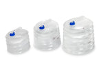 Faltbarer 5 Liter Wasserkanister 24x15cm,transparent, Deckel blau+Hahn