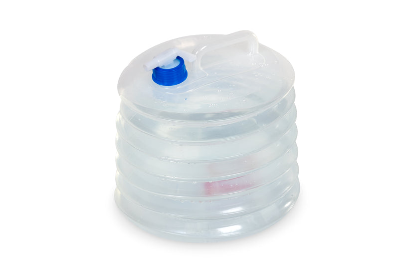 Faltbarer10 Liter Wasserkanister 28x19cm,transparent, Deckel blau+Hahn