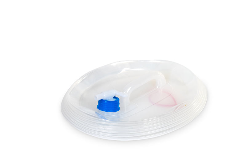 Faltbarer15 Liter Wasserkanister 32x25cm,transparent, Deckel blau+Hahn