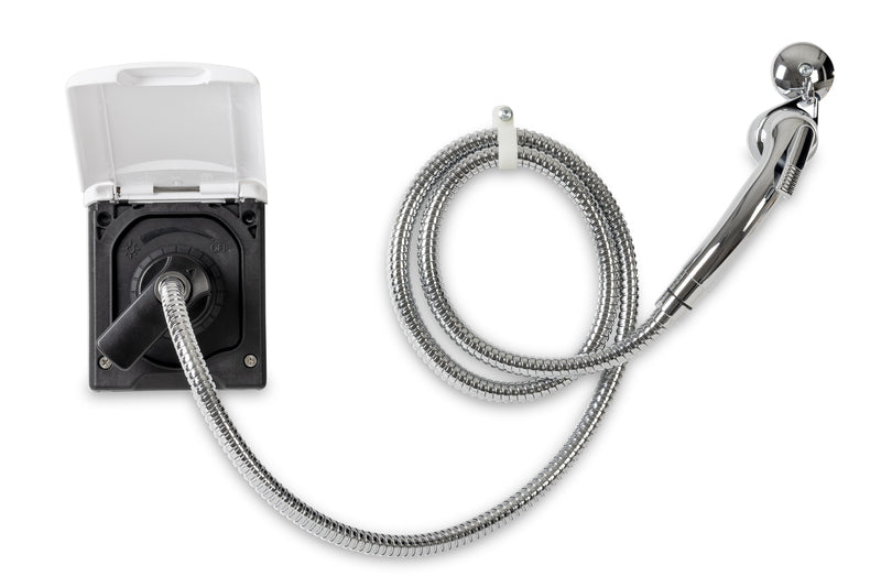 Wassersteckdose mit Vormischer, weiß,inkl.Dusche+Haken B115H133T100