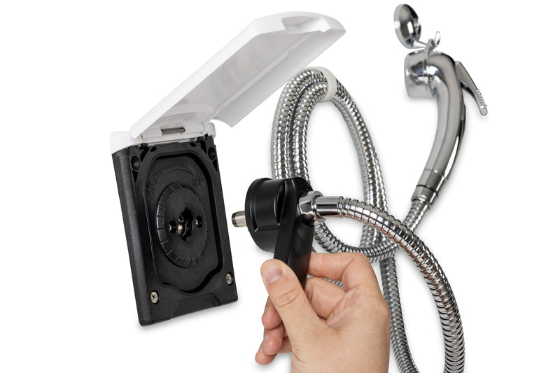 Wassersteckdose mit Vormischer, weiß,inkl.Dusche+Haken B115H133T100