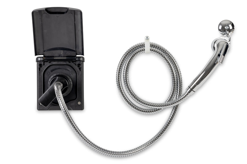 Wassersteckdose mit Vormischer,schwarz,inkl.Dusche+HakenB115H133T100