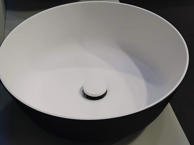 Waschbeck.aus Ocritech, AuÃen schwarz/Innen weiÃ, MaÃ: Ã¸304mm H110mm