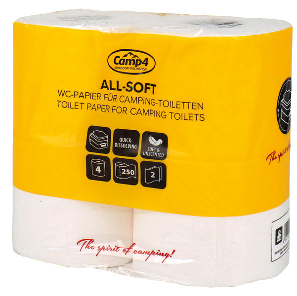 Toilettenpapier All-Soft - 2-lagig - 250 Blatt pro Rolle - 4 Rollen