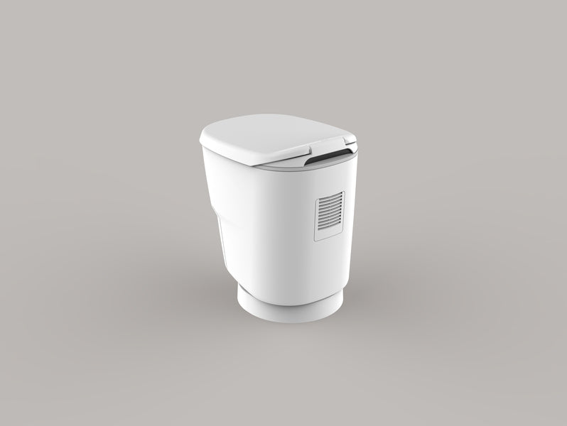 Die erste mobile, wasserlose Toilette mit Beutel-Verschweißung