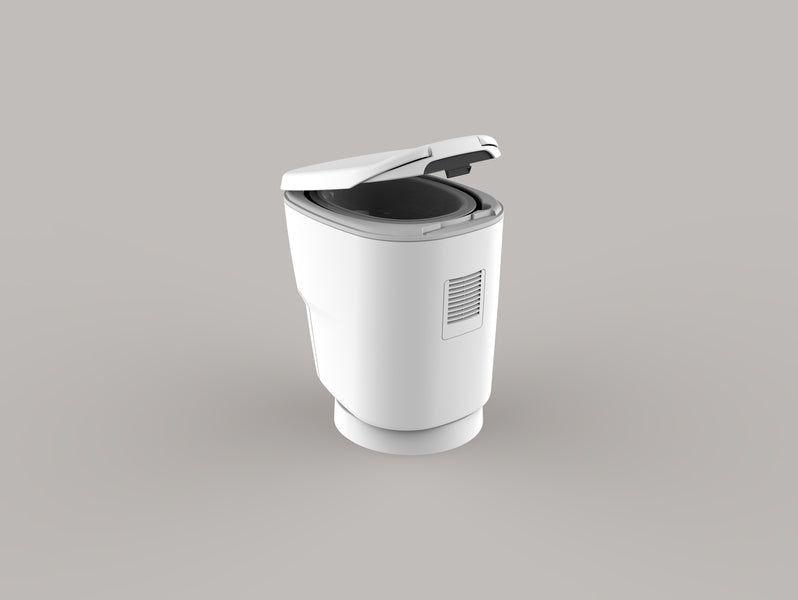 Die erste mobile, wasserlose Toilette mit Beutel-Verschweißung