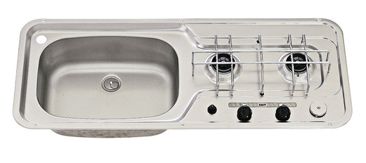 Dometic Spüle/Kocher 800x320 2-flammig Edelstahl Piezo Becken links 30mbar