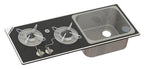 Kocher-Spülenkombination,765x334x150mm, 30mbar, 2,8kW (1xSR,1xA)