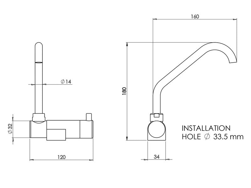 Einhebelmischer für Waschbecken 350x320x180