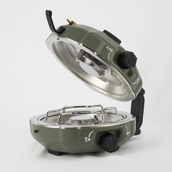 Klappbarer Camping-Gaskocher FLAP 2 COOK Farbe: Matt-Grün