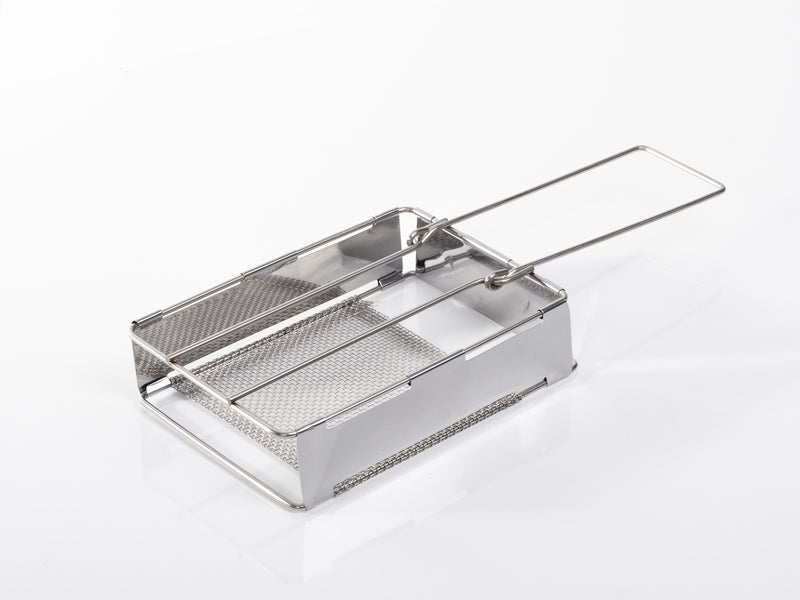 Edelstahl-Klapptoaster, geschl. GröÃe: 6,5x15cm, offen: 29x11,5x4 cm