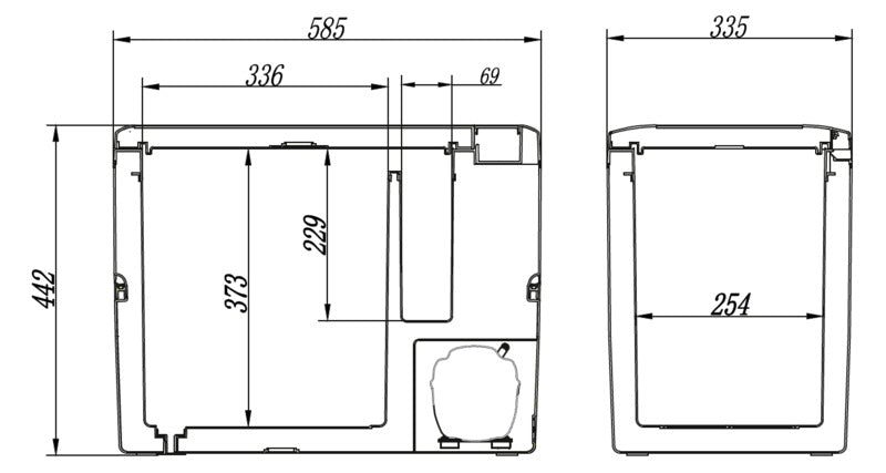 Kompakte Kühlbox im modernen Design.