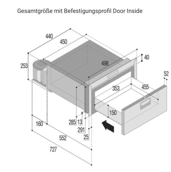 Vitrifrigo Edelstahl-Kühlschublade DW35 OCX2 RFX 35L 12/24V