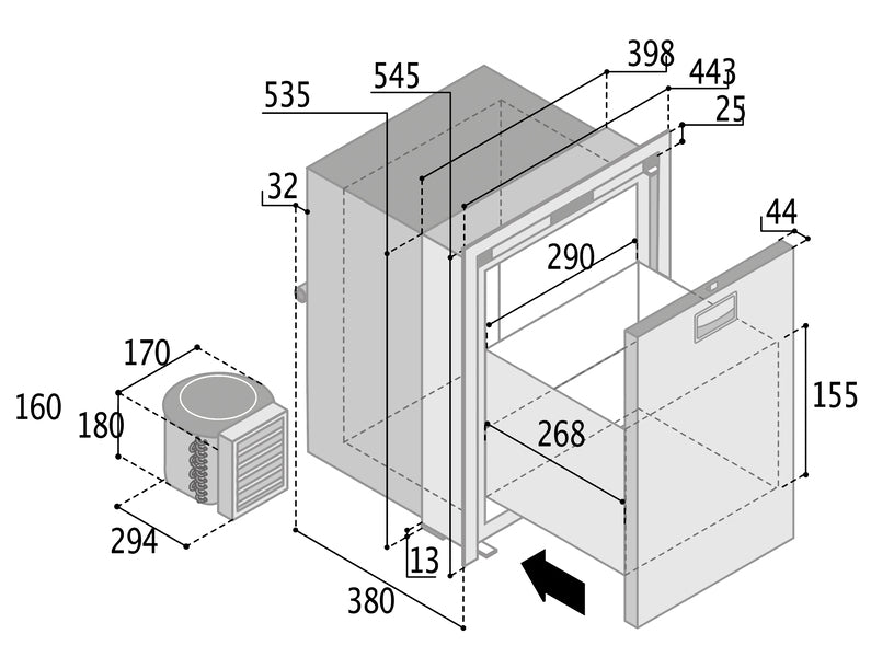 Vitrifrigo Edelstahl-Kühlschrank C42LX 12/24V
