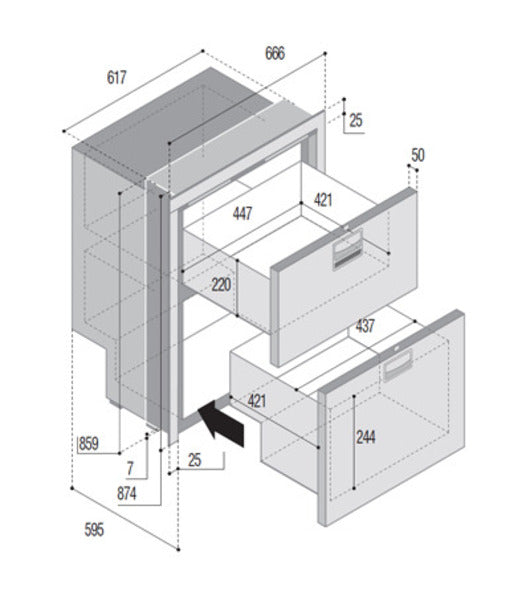 Vitrifrigo Doppelschubladen-Kühlschrank DRW180A 12/24V All-in-One