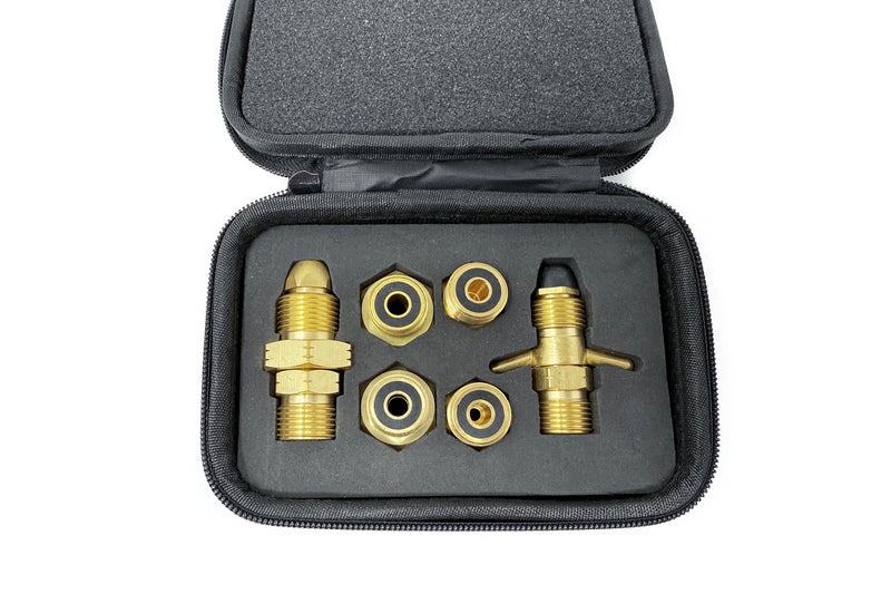 DREHMEISTER Gas Flaschen Adapter Set EU inkl. Etui - (6-teilig)