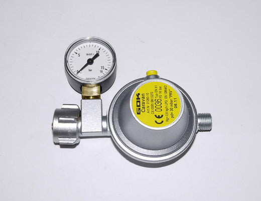 GOK Gasregler mit Manometer für Gasflasche - 30 mbar