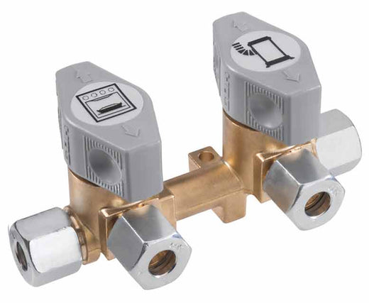 GOK 2-fach-Schnellschluss-Absperrventil für 10 mm Eingang und 8 mm Abgängen