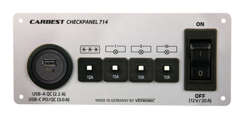 Carbest Kompaktpanel 714 silber mit 1x USB A und 1xUSB C