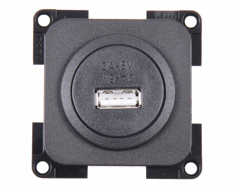 INPRO USB 1-fach Steckdose schiefergrau, lose