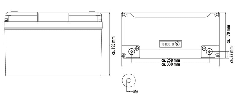 12 V / 100 Ah LiFePO4 Batterie mit integriertem Batterie-Management-System