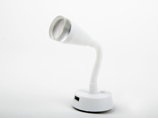 Carbest LED Spot mit flexiblem Arm und USB-Ladesteckdose - Weiß matt