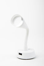 LED Spot mit flexiblem Arm und USB-Ladesteckdose - Weiß matt