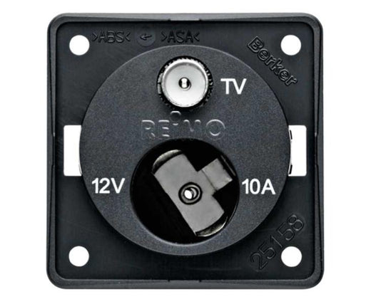 BERKE TV-Antennendose mit 12V Dose, anthrazit lose