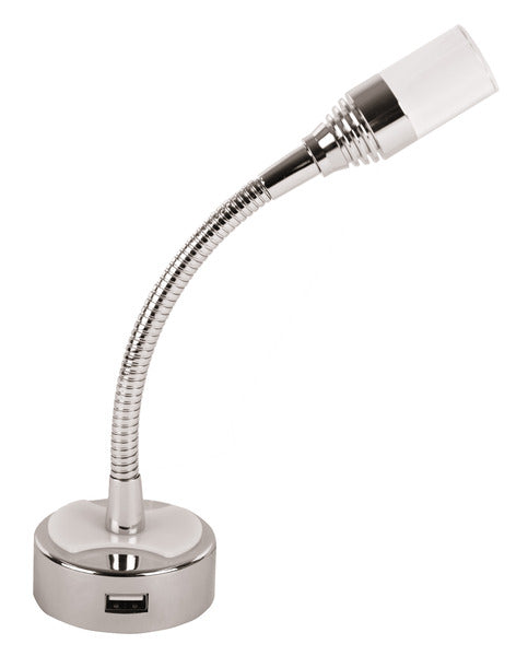 DIMAT LED Leseleuchte 12 V / 1 W - Flexarm mit USB und Wippschalter
