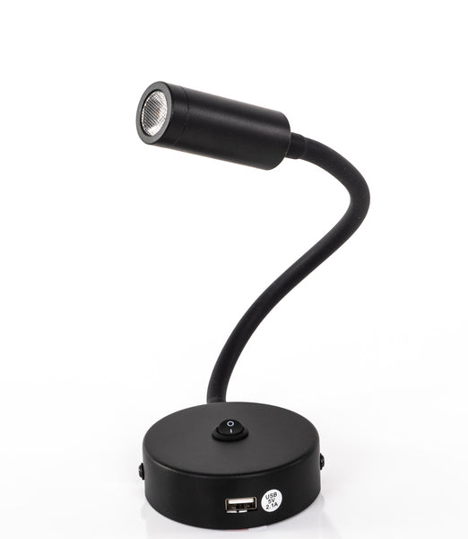 DIMAT LED Schwanenhalsleuchte mit USB und Ein- / Aus-Schalter