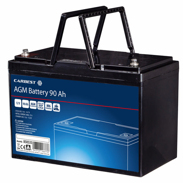 Carbest AGM Batterie 90Ah, 306x169x215mm, Schraubpole