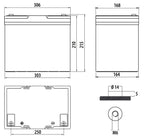 Carbest AGM Batterie 90Ah- Bewährte und absolut wartungsfreie Servicebatterie für Reisemobile. Maße: 306 x 168 x 216 mm