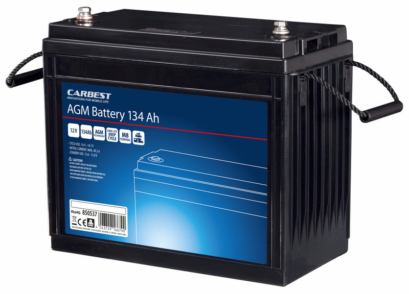 Carbest AGM Batterie 134Ah 341x173x287mm, Schraubpole