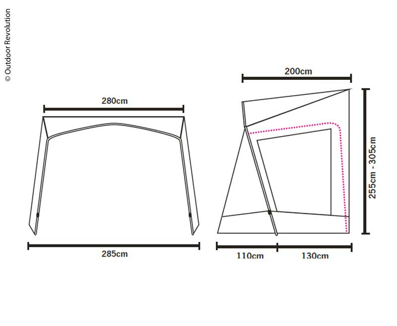 Sonnendach TECH-LINE Canopy Highline 280x240, Höhe 255-305 cm
