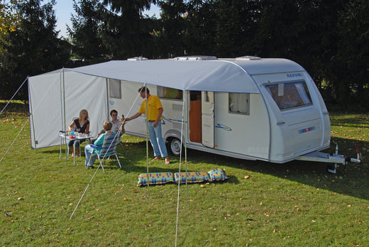 Reimo Tent Sonnenvordach Como 8 Grau. 700 x 240 cm, incl. Aufstellstäbe