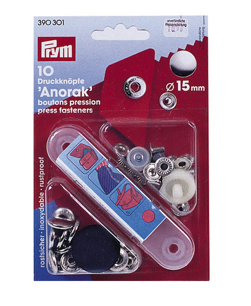 PRYM Drucknöpfe 15 mm 10 Stück Anorak